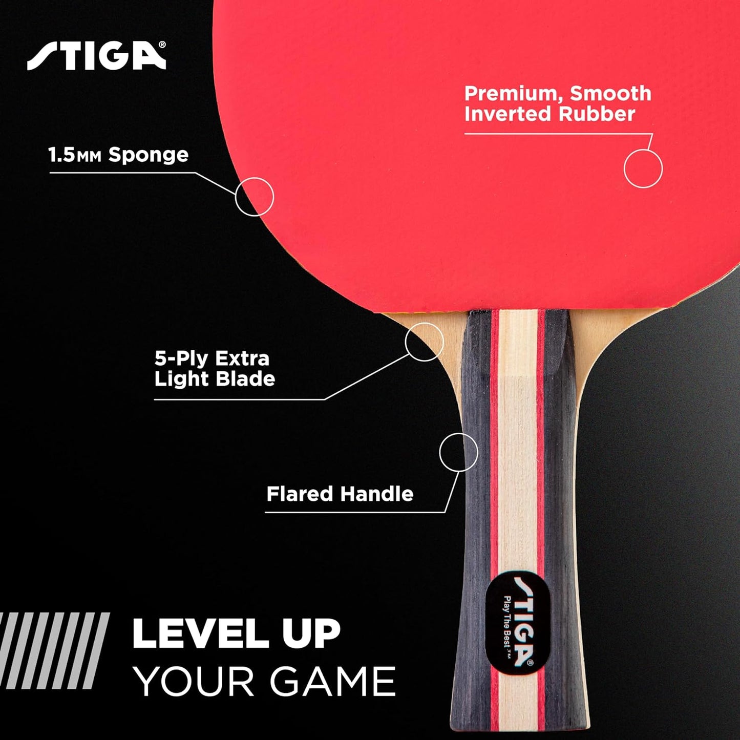 Ultimate 2 or 4 Player Table Tennis Set - USATT Approved Rackets & 3-Star Balls for Skill Mastery with 5-Ply Blade & Flared Handle!