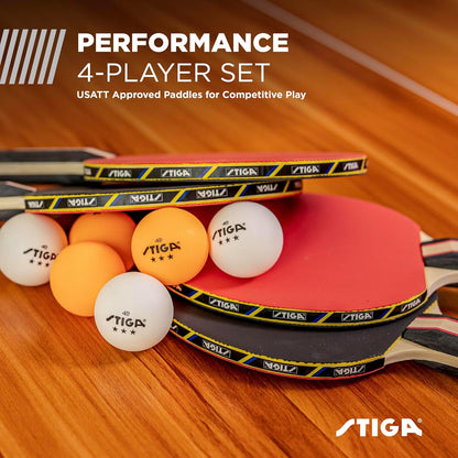 Ultimate 2 or 4 Player Table Tennis Set - USATT Approved Rackets & 3-Star Balls for Skill Mastery with 5-Ply Blade & Flared Handle!